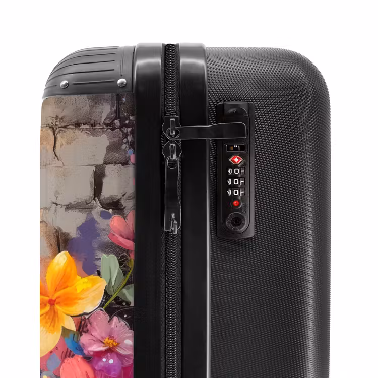 Vogel met bloemen in graffiti stijl NBS - Handbagage koffer - Unisex middel -slot