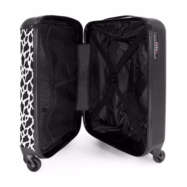Zwart wit koeienvlekkenpatroon NBS - Handbagage koffer - Volwassenen Unisex middel -binnenkant