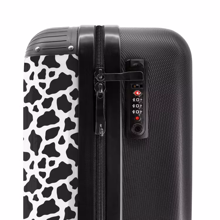 Zwart wit koeienvlekkenpatroon NBS - Handbagage koffer - Volwassenen Unisex middel -slot