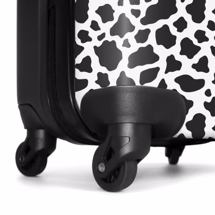 Zwart wit koeienvlekkenpatroon NBS - Handbagage koffer - Volwassenen Unisex middel -wiel