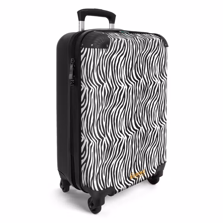 Zwart wit zebrapatroon met golvende strepen NBS - Handbagage koffer - Volwassenen Unisex middel -productfoto_3d
