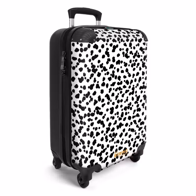 Zwarte penseelachtige stippen op een witte achtergrond. NBS - Handbagage koffer - Volwassenen Unisex middel -productfoto_3d