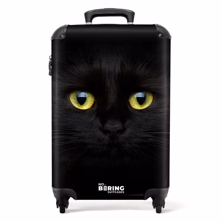 Zwarte kat met felle ogen NBS - Handbagage koffer - Unisex middel -productfoto_recht