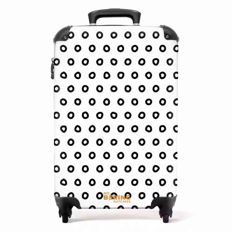 Zwarte cirkelvormige ringen over een witte achtergrond NBS - Handbagage koffer - Volwassenen Unisex middel -productfoto_recht