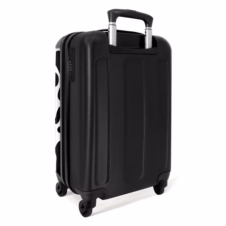 Zwarte koeienvlekken over een witte achtergrond NBS - Handbagage koffer - Volwassenen Unisex middel -achterkant