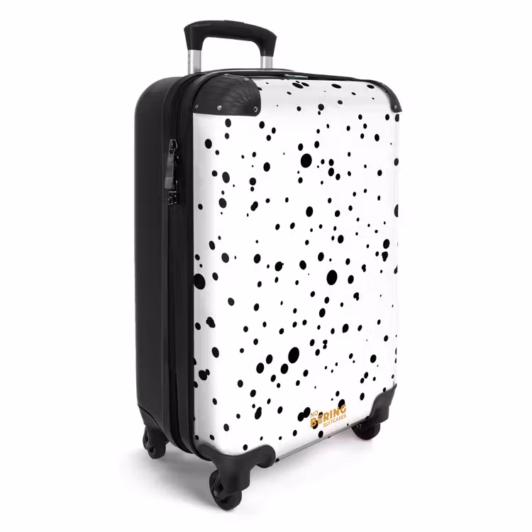 Zwarte stippen in uiteenlopende groottes op een witte achtergrond NBS - Handbagage koffer - Volwassenen Unisex middel -productfoto_3d