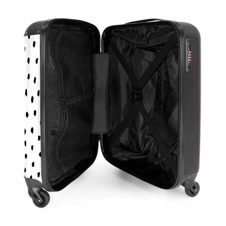 Zwarte stipjes op een witte achtergrond NBS - Handbagage koffer - Volwassenen Unisex middel -binnenkant