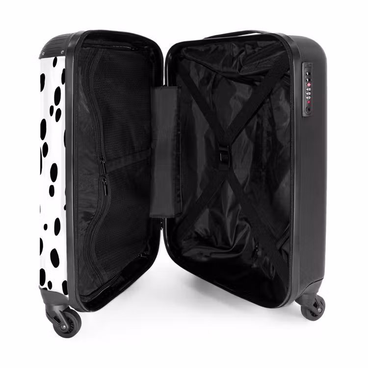 Zwarte ovalen over een witte achtergrond NBS - Handbagage koffer - Volwassenen Unisex middel -binnenkant