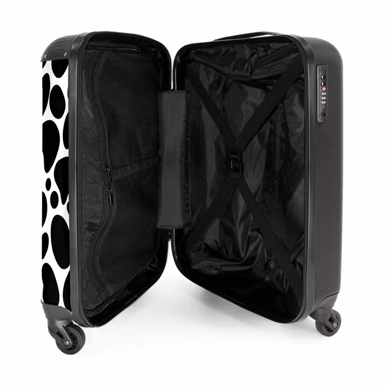 Zwarte vlekken over een witte achtergrond NBS - Handbagage koffer - Volwassenen Unisex middel -binnenkant