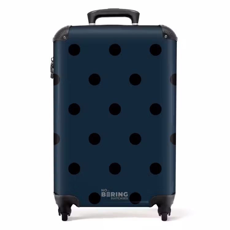 Blauwe achtergrond met zwarte stippen NBS - Handbagage koffer - Unisex middel -productfoto_recht