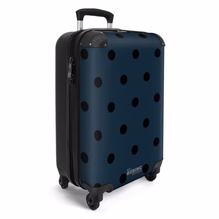 Blauwe achtergrond met zwarte stippen NBS - Handbagage koffer - Unisex middel -productfoto_3d