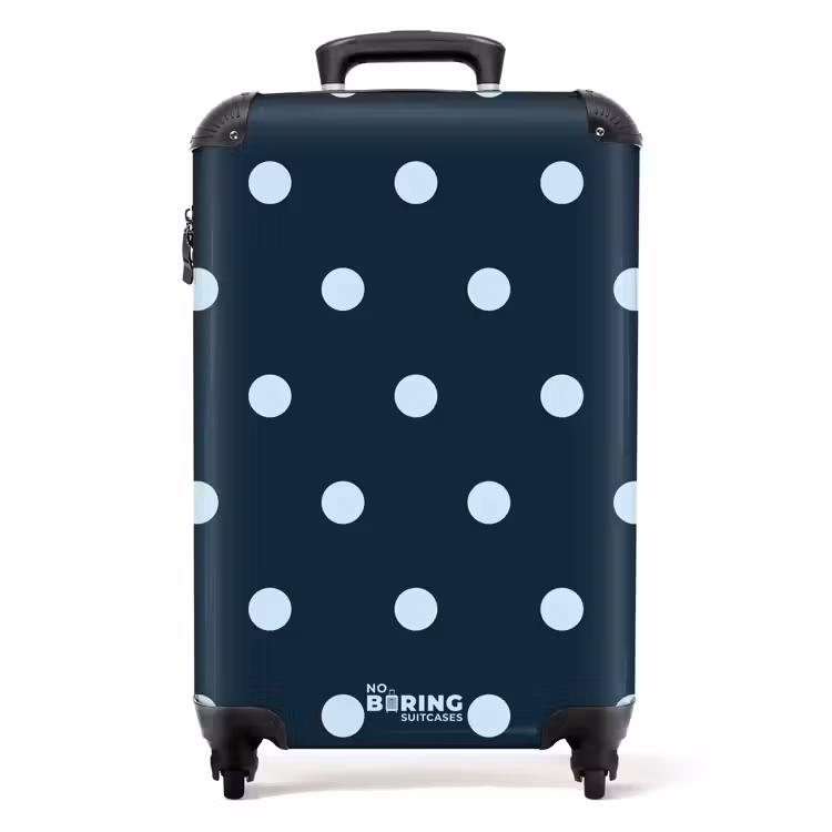 Blauw stippen patroon NBS - Handbagage koffer - Unisex middel -productfoto_recht
