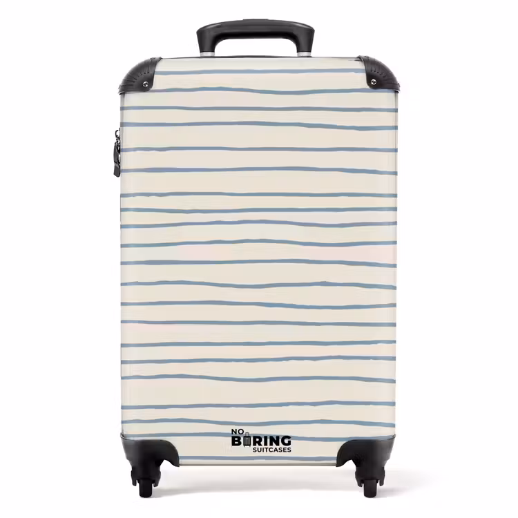 Blauwe handgetekende strepen NBS - Handbagage koffer - Volwassenen Unisex middel -productfoto_recht