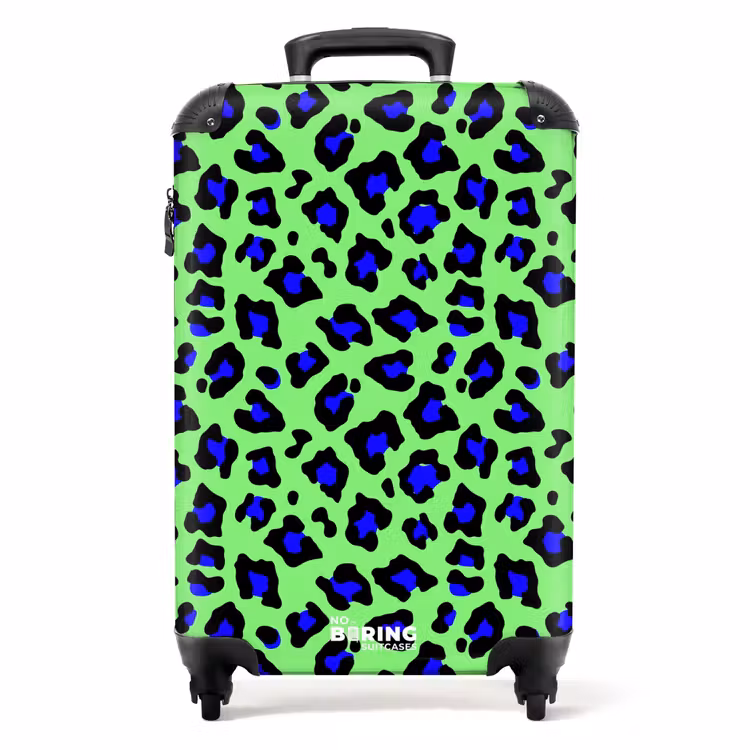 Blauw uipaardpatroon op groene achtergrond NBS - Handbagage koffer - Volwassenen Unisex middel -productfoto_recht