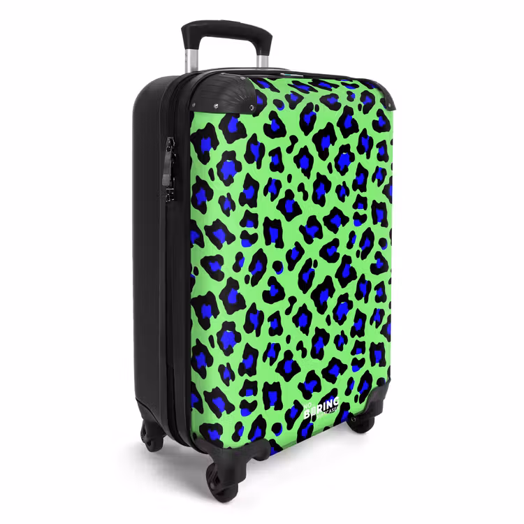 Blauw uipaardpatroon op groene achtergrond NBS - Handbagage koffer - Volwassenen Unisex middel -productfoto_3d