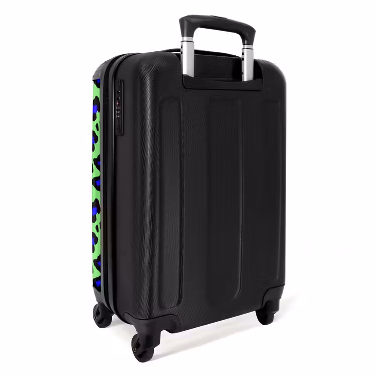 Blauw uipaardpatroon op groene achtergrond NBS - Handbagage koffer - Volwassenen Unisex middel -achterkant