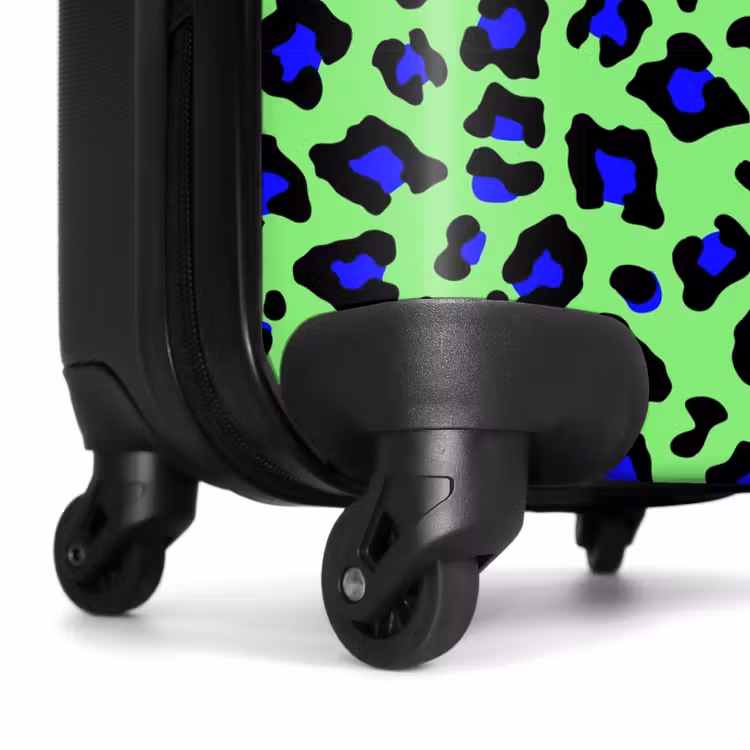 Blauw uipaardpatroon op groene achtergrond NBS - Handbagage koffer - Volwassenen Unisex middel -wiel