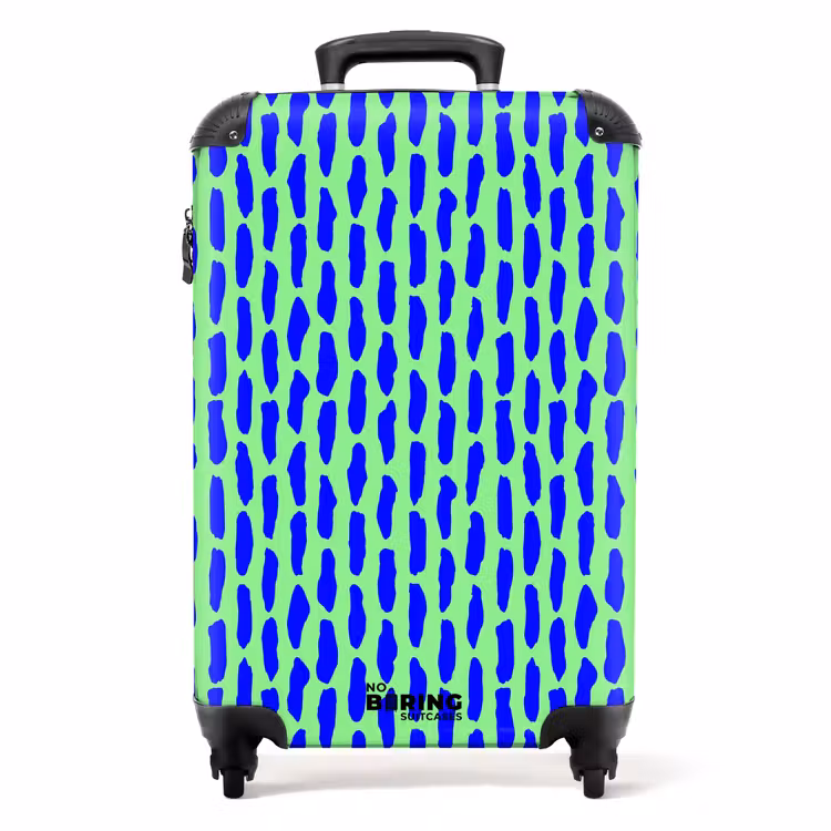 Blauw patroon op mintgroen NBS - Handbagage koffer - Volwassenen Unisex middel -productfoto_recht