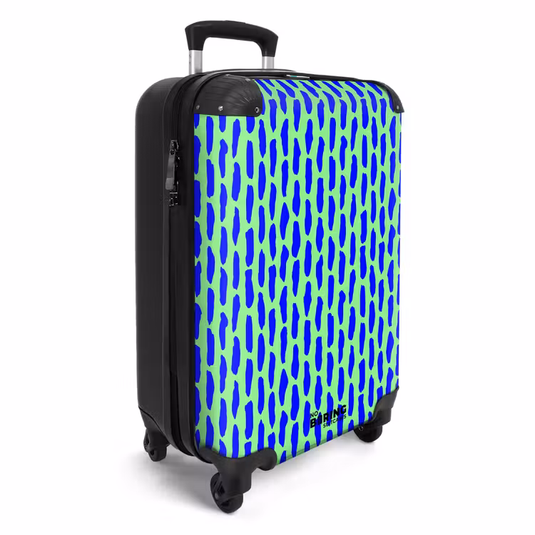 Blauw patroon op mintgroen NBS - Handbagage koffer - Volwassenen Unisex middel -productfoto_3d