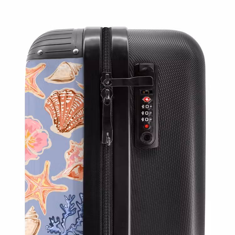Blauwe schelpen patroon NBS - Handbagage koffer - Volwassenen Unisex middel -slot