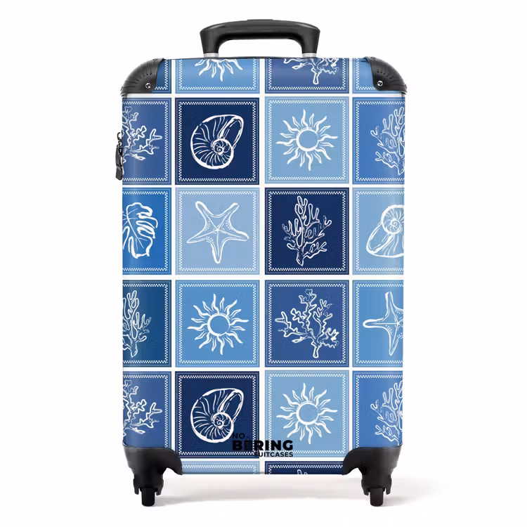 Blauwe zomer print NBS - Handbagage koffer - Volwassenen Unisex middel -productfoto_recht