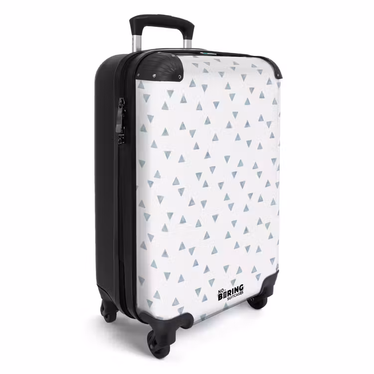 Blauwe driehoeken op een wit vlak NBS - Handbagage koffer - Volwassenen Unisex middel -productfoto_3d