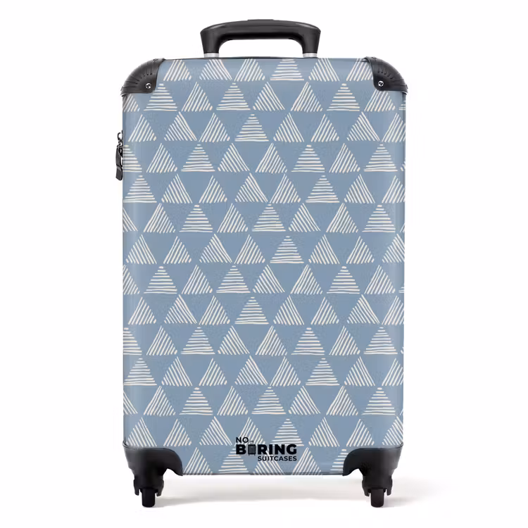 Blauw driehoeken patroon NBS - Handbagage koffer - Volwassenen Unisex middel -productfoto_recht