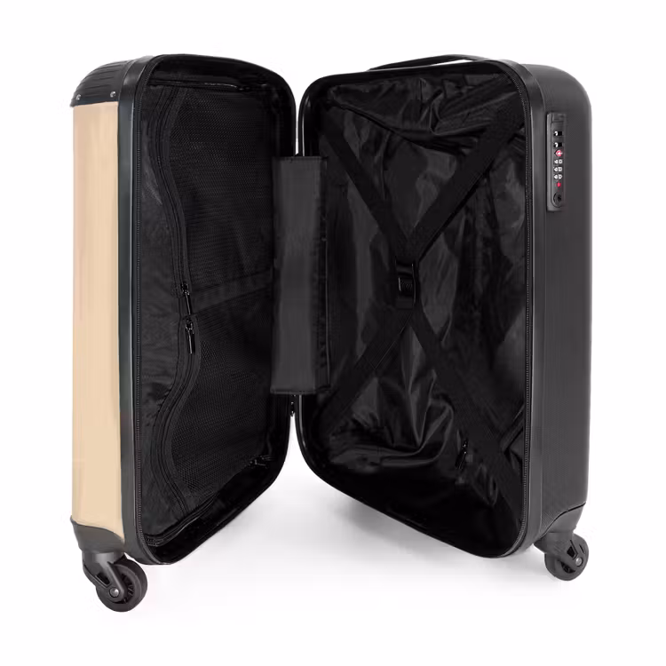 Jongen speelt tennis op zandkleurige achtergrond NBS - Handbagage koffer - Volwassenen Unisex middel -binnenkant