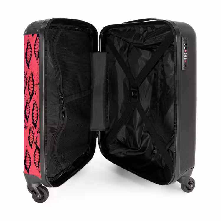 Felroze slangenprint NBS - Handbagage koffer - Volwassenen Unisex middel -binnenkant