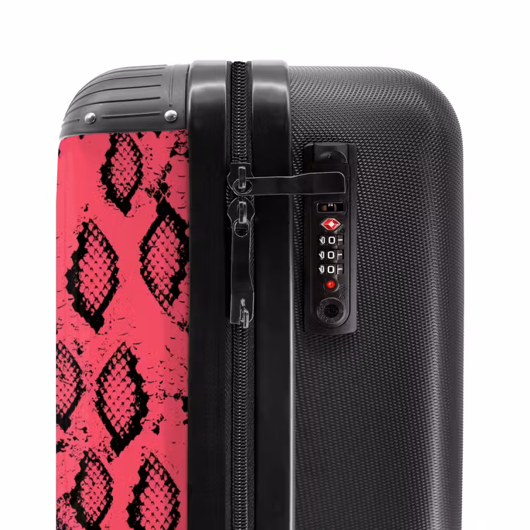 Felroze slangenprint NBS - Handbagage koffer - Volwassenen Unisex middel -slot