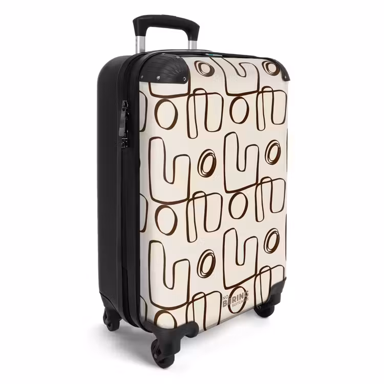 Bruine abstracte lijnen op beige achtergrond NBS - Handbagage koffer - Volwassenen Unisex middel -productfoto_3d