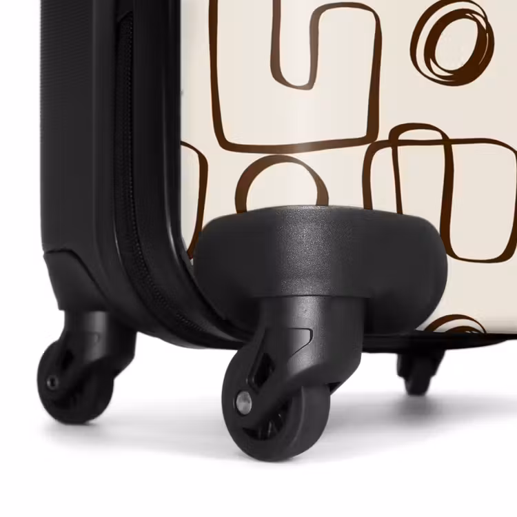 Bruine abstracte lijnen op beige achtergrond NBS - Handbagage koffer - Volwassenen Unisex middel -wiel