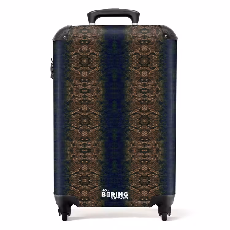Bruin-blauw slangenhuid met symmetrische schubstructuur NBS - Handbagage koffer - Volwassenen Unisex middel -productfoto_recht