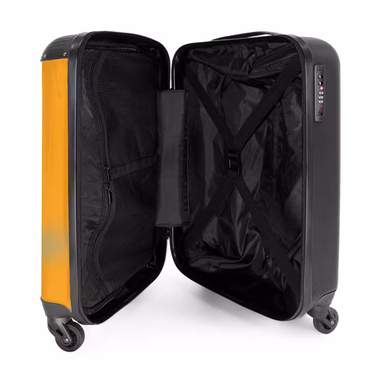 Bruine auto met gele vlammen NBS - Handbagage koffer - Unisex middel -binnenkant