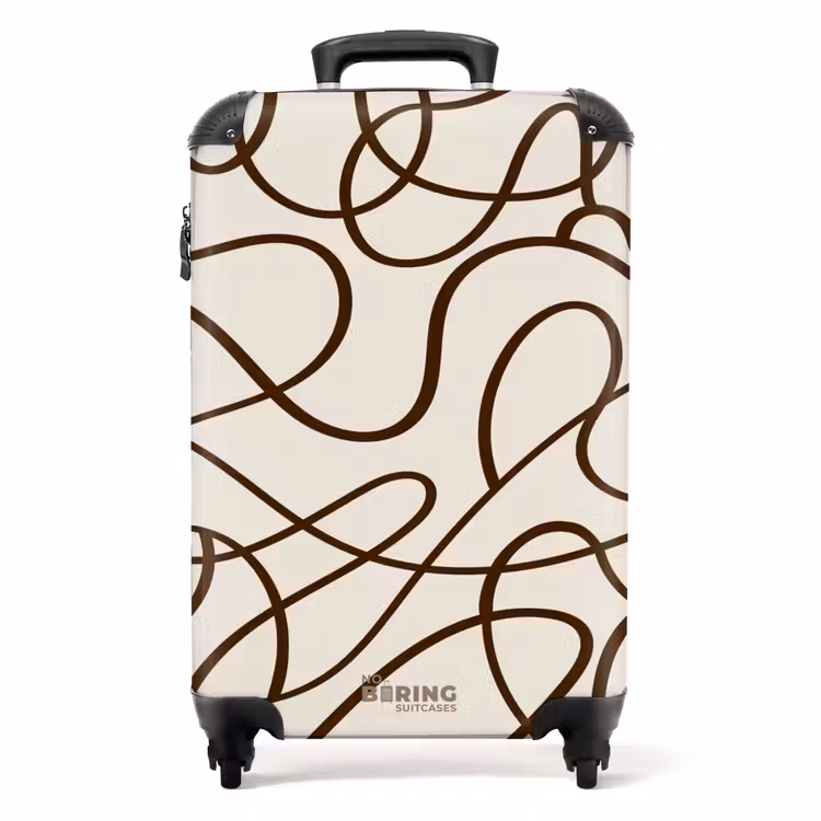 Bruine lijnen op beige achtergrond NBS - Handbagage koffer - Volwassenen Unisex middel -productfoto_recht