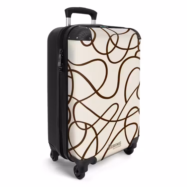Bruine lijnen op beige achtergrond NBS - Handbagage koffer - Volwassenen Unisex middel -productfoto_3d