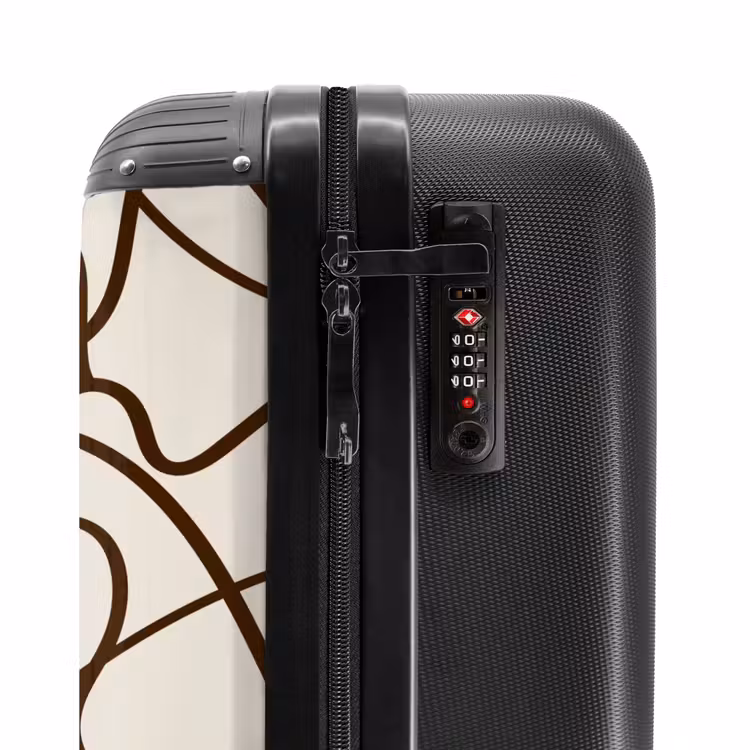 Bruine lijnen op beige achtergrond NBS - Handbagage koffer - Volwassenen Unisex middel -slot