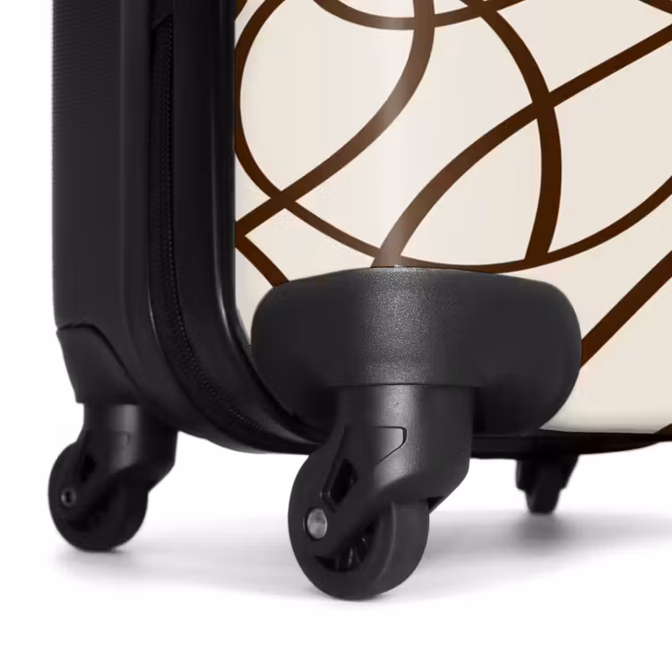 Bruine lijnen op beige achtergrond NBS - Handbagage koffer - Volwassenen Unisex middel -wiel