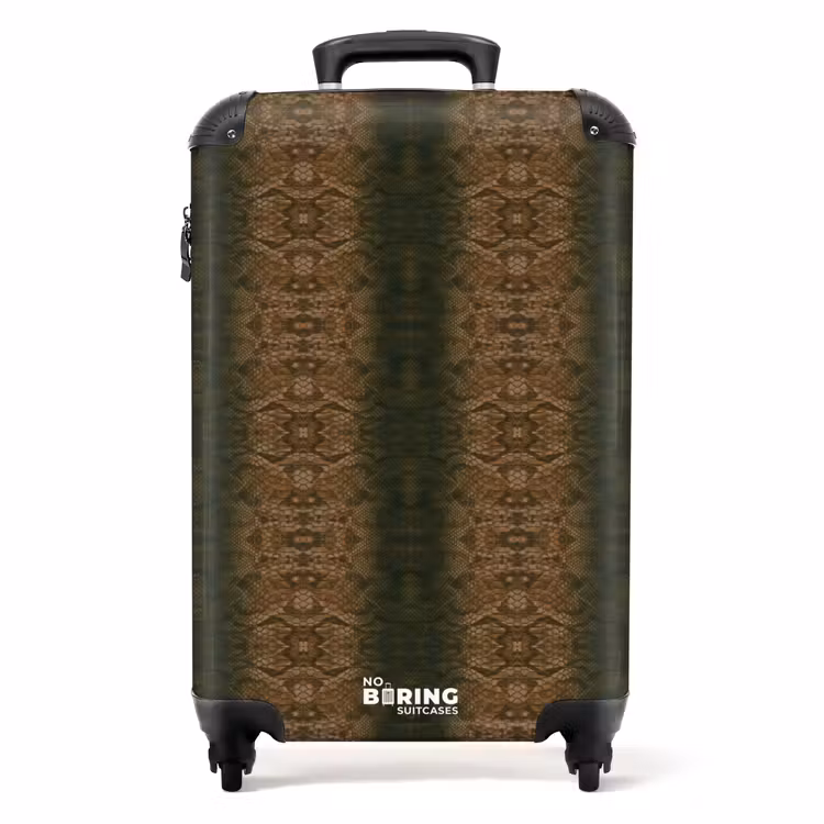 Bruine slangenhuid met symmetrische schubstructuur NBS - Handbagage koffer - Volwassenen Unisex middel -productfoto_recht