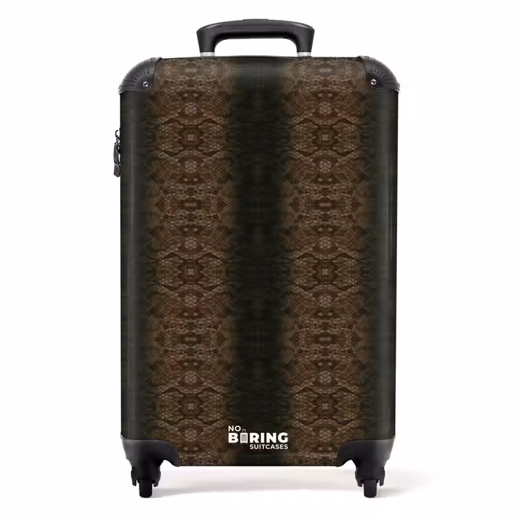 Bruin slangenhuid met symmetrische schubstructuur NBS - Handbagage koffer - Volwassenen Unisex middel -productfoto_recht