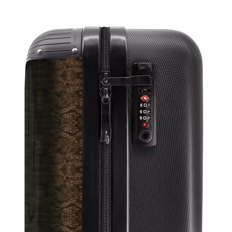 Bruin slangenhuid met symmetrische schubstructuur NBS - Handbagage koffer - Volwassenen Unisex middel -slot