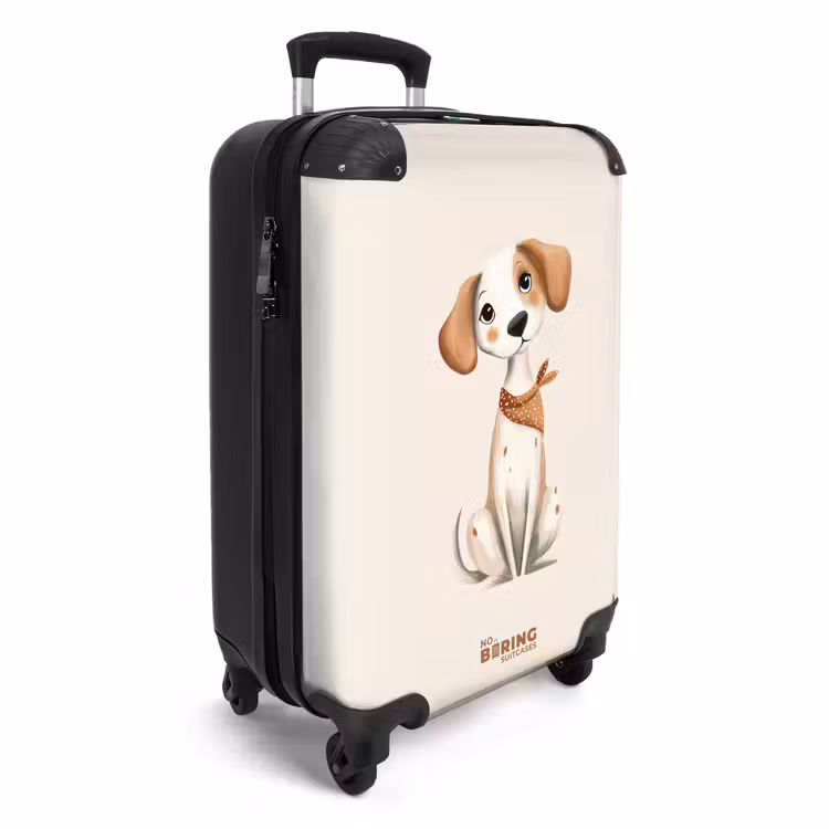 Bruin gevlekte pup op een beige achtergrond NBS - Handbagage koffer - Volwassenen Unisex middel -productfoto_3d