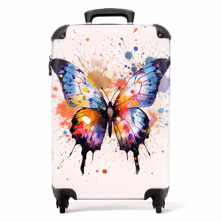 Vlinder in kleurenspatten NBS - Handbagage koffer - Unisex middel -productfoto_recht