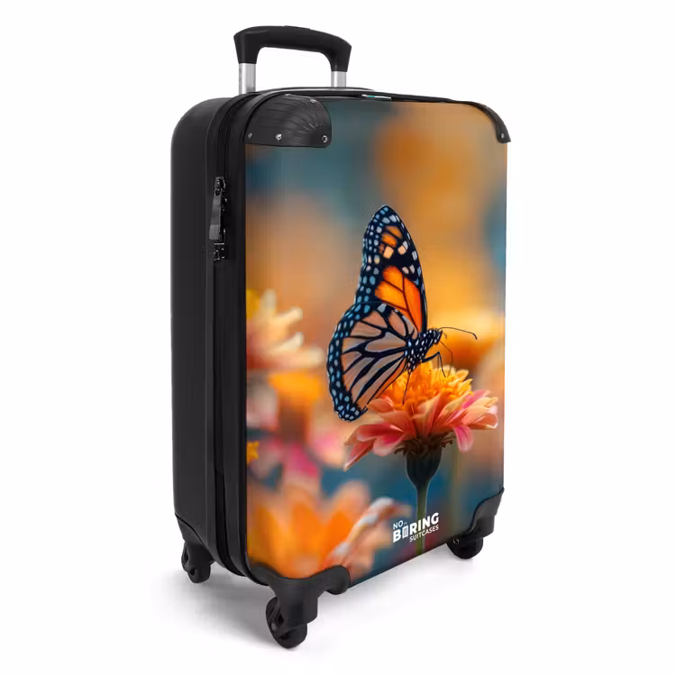 Vlinder op roze bloem NBS - Handbagage koffer - Unisex middel -productfoto_3d