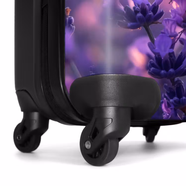Vlinder op paarse lavendel NBS - Handbagage koffer - Unisex middel -wiel