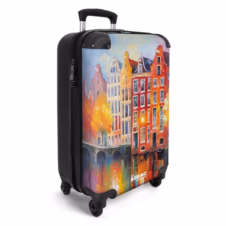 Grachtenpanden - Kunst - Schilderij - Amsterdam NBS - Handbagage koffer - Unisex middel -productfoto_3d