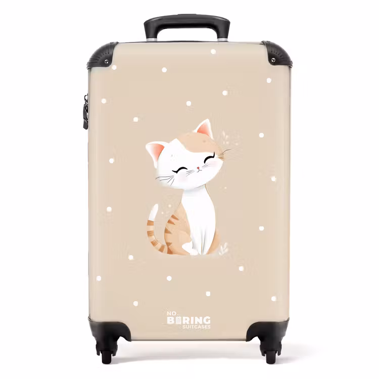 Kat omringd door beige stippen NBS - Handbagage koffer - Volwassenen Unisex middel -productfoto_recht