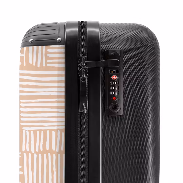 Geruite blokken met witte penseelstrepen NBS - Handbagage koffer - Volwassenen Unisex middel -slot