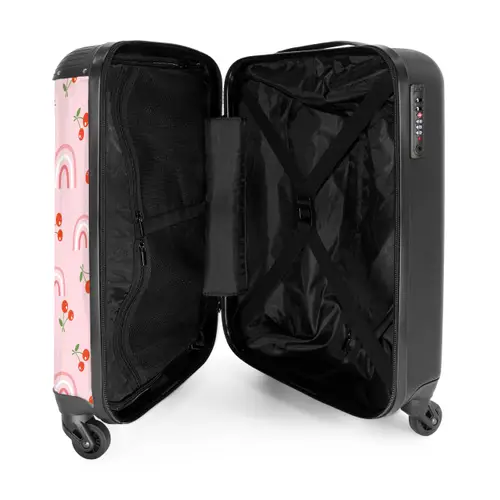 Kersen en regenboogpatroon NBS - Handbagage koffer - Unisex middel -binnenkant