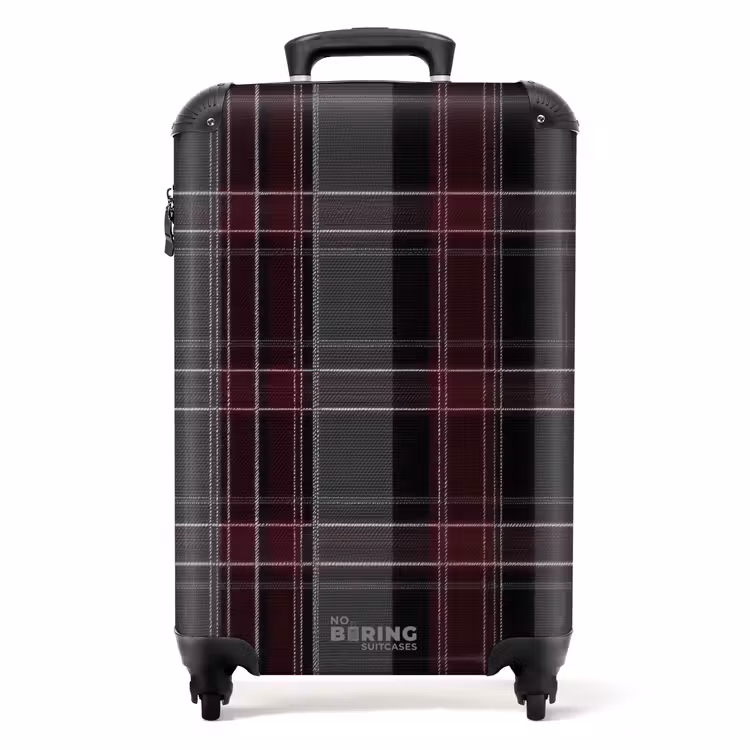 Klassiek geruit patroon in grijs en rood NBS - Handbagage koffer - Unisex middel -productfoto_recht